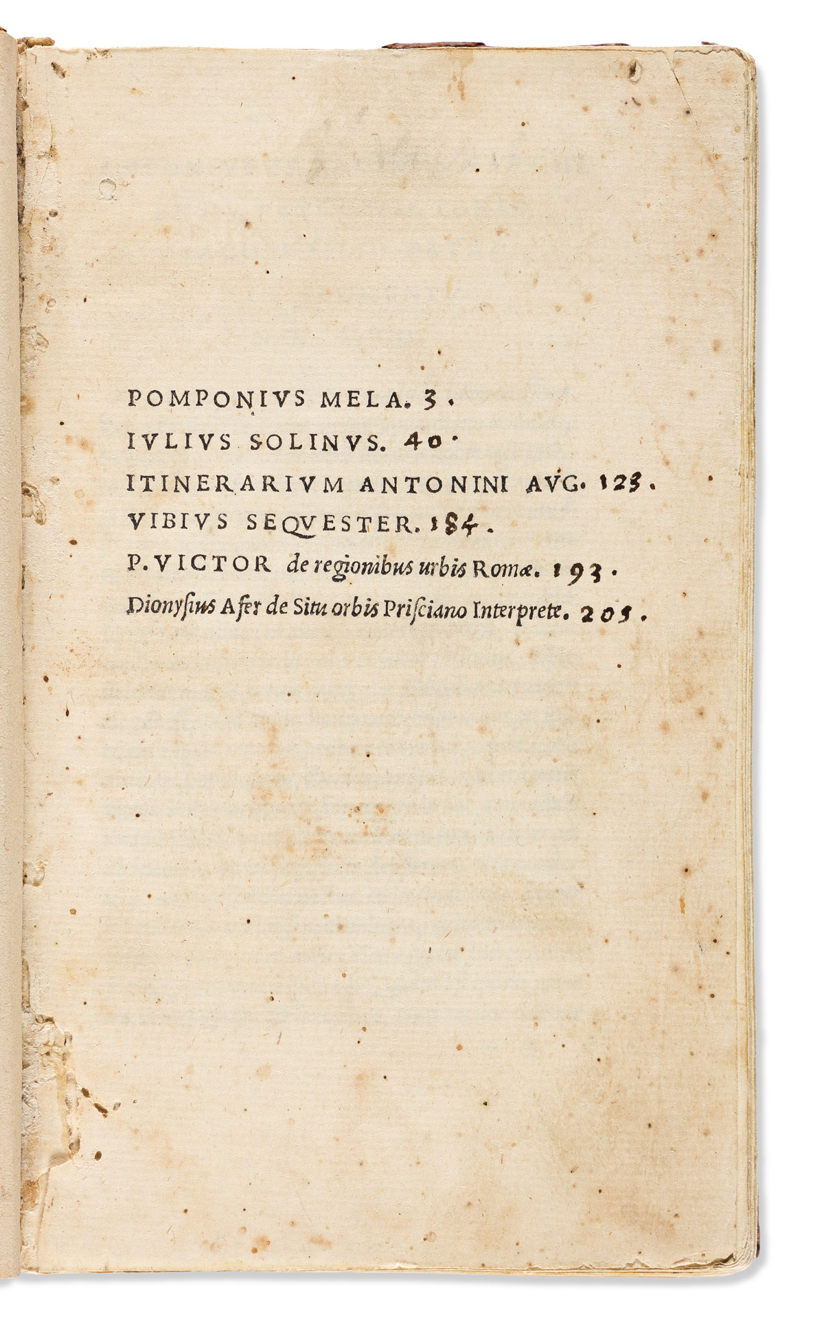 Mela, Pomponius; Julius Solinus, et alia. De Situ Orbis and Other Works.